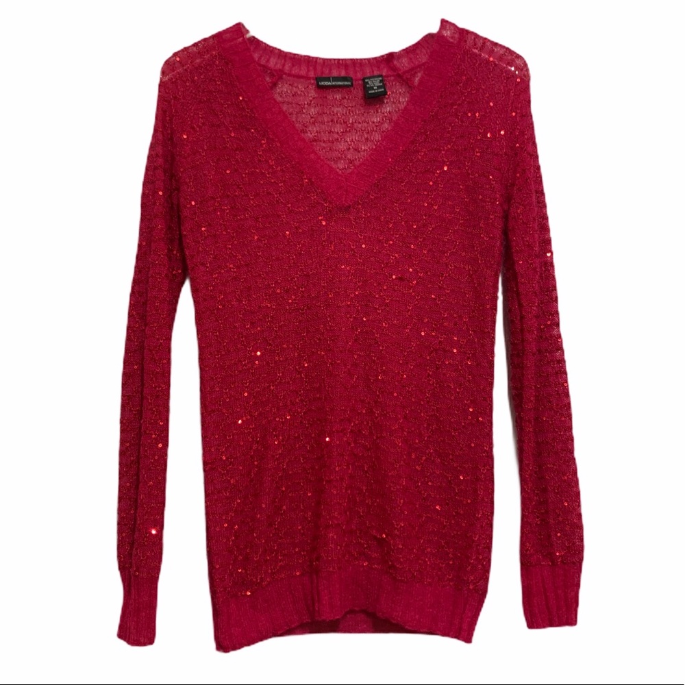 Moda International Semi Sheer Sequin Knit Sweater